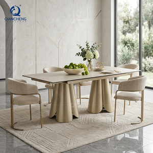 <span class=keywords><strong>Table</strong></span> à manger extensible pour 6 à 8 personnes, avec plateau en pierre frittée, fabriquée à l'usine de Foshan, ensemble de <span class=keywords><strong>table</strong></span> <span class=keywords><strong>et</strong></span> chaises, meubles de Dongguan, Chine - Product Image 3