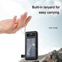 Chargeur de batterie li-polymère 10000/20000mAh portable de grande capacité en usine Banque d'énergie solaire de voyage avec câbles et lampe de poche LED