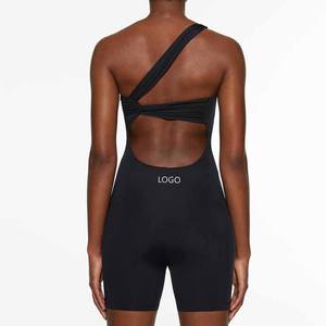 XW-FNK-6625 tuta da Yoga per Fitness <span class=keywords><strong>monospalla</strong></span> con Design corto nero modesto - Product Image 1