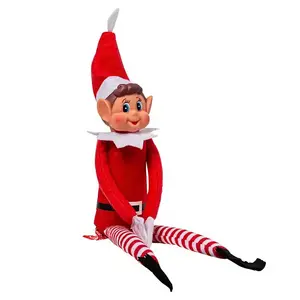 12英寸圣诞精灵毛绒玩具新奇长腿弯曲顽皮男孩圣诞精灵娃娃
