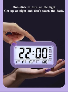Reloj despertador inteligente para estudiantes, trabajo de fábrica, de luz Digital Control, diseño cuadrado multifunción para mesita de noche, baño, Plástico - Product Image 4