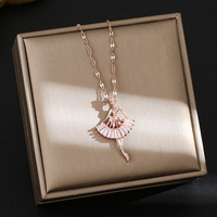 Collier pendentif danseuse de ballet élégant haut de gamme en acier titane pour femme, chaîne de clavicule, best-seller transfrontalier