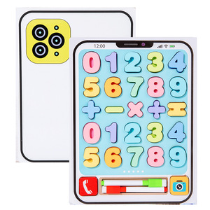 Caldo in legno Multi-funzione per bambini modello di telefono giocattolo Puzzle con alfabeto e riconoscimento dei numeri mano impugnatura bordo illuminazione - Product Image 5