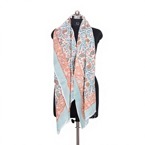 Floral 100% Cotton Block Printed <b>Sarong</b> Pareo <b>Bikini</b> Cover Up Soft Beach Wrap Scarf Handmade Women Supplier - Product Image 1