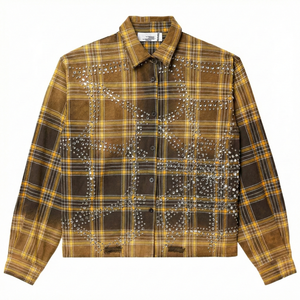 Camisas de Manga Larga para Hombre, Estilo Vintage, a Cuadros, Holgadas, con Pedrería, de Franela Gruesa de Algodón de Alta Calidad, Personalizadas por el Proveedor - Product Image 3