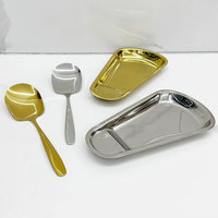 Ensemble de service de buffet de restaurant de luxe en acier inoxydable, louche à soupe sur pied, pince alimentaire avec bol en céramique, support pour cuillère de table ou assiette