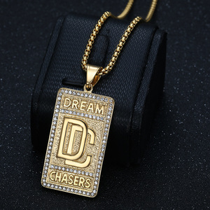 Hiphop rombi Dream Chasers DC prova acqua Pvd in acciaio inox <span class=keywords><strong>moda</strong></span> gioielli ciondoli collane 18K placcato <span class=keywords><strong>oro</strong></span> - Product Image 4