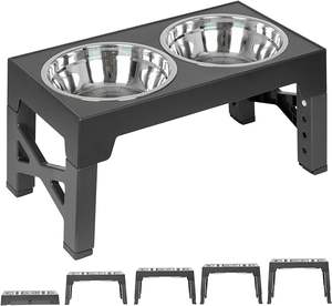 Fabricante al por mayor, cuencos dobles elevados ajustables para perros, protección cervical duradera, cuenco alimentador de acero inoxidable para mascotas - Product Image 1