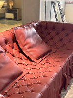 Sofás para Sala, Juego de Sofás de Cuero Genuino para Sala de Estar, Salón y Oficina en Casa