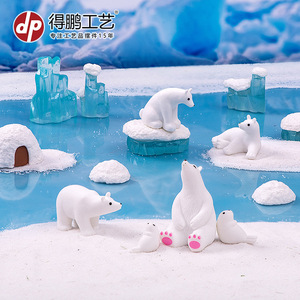 Figurine miniature en résine d'ours polaire et phoque, paysage arctique, décoration de bureau, cadeau artisanal - Product Image 1