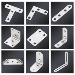 ASQ Support d'angle en acier inoxydable 90 degrés en forme de L pour meubles et armoires, connecteur de renforcement durable, finition brossée - Product Image 1