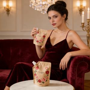 Emballage Doypack en papier kraft imprimé sur mesure, biodégradable, respectueux de l'environnement, rechargeable, sachet en papier kraft avec bec verseur - Product Image 1