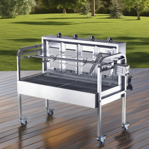 Grand barbecue rotissoire en acier inoxydable au gaz et au charbon de bois, 60 kg, chauffage rapide, pour extérieur, vente en gros - Product Image 6