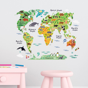 <span class=keywords><strong>Adesivi</strong></span> Murali con <span class=keywords><strong>Mappa</strong></span> <span class=keywords><strong>del</strong></span> <span class=keywords><strong>Mondo</strong></span> e Animali per Camerette, Camere <span class=keywords><strong>da</strong></span> Letto, Asili e Aule Scolastiche, Decorazioni Rimovibili - Product Image 1