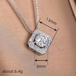 Collana Minimalista a Forma di Diamante per Donne, Ciondolo Geometrico, Catena per Clavicola in Lega Metallica Preziosa Elettroplaccata, Moda - Product Image 4