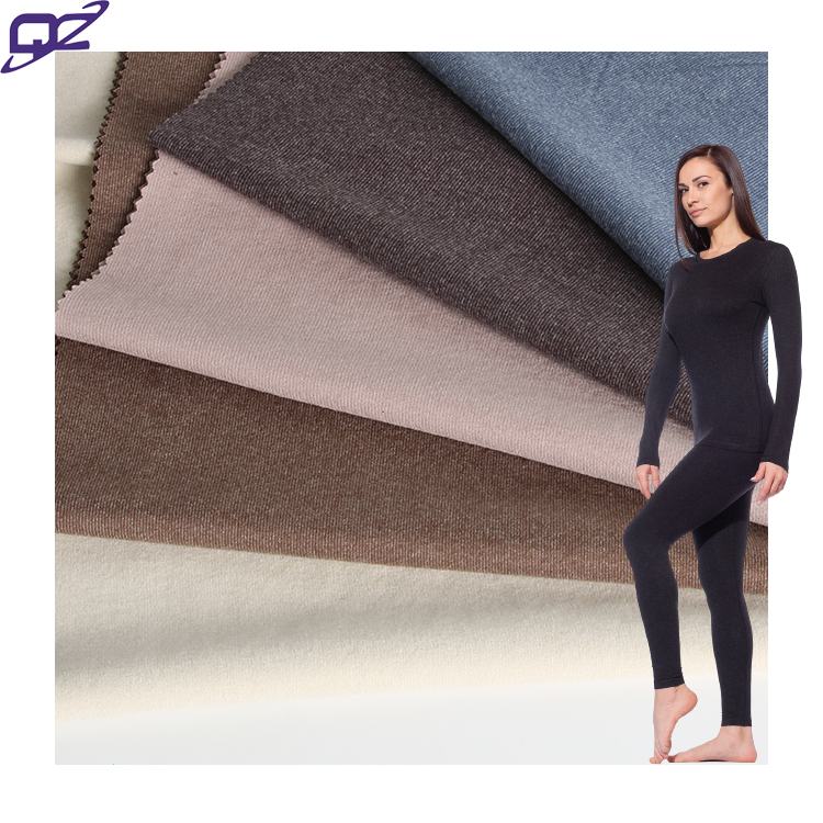 Super Zachte De Rong Dubbel Geborsteld 95 Polyester 5 Spandex Stretch Kationische Ripstop Dralon Fleece Stof Voor Warme Kleding Ondergoed