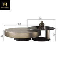 Meubles de salon de conception italienne, table basse en métal de luxe, table basse moderne minimaliste en verre
