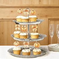 Décorations de cupcakes en forme de citrouille, pics à cupcakes avec nœuds, petites citrouilles pour la fête prénatale, décoration pour Thanksgiving, fête d'anniversaire ou fête prénatale d'automne