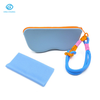 Étui à lunettes en silicone avec fermeture éclair, étui de rangement portable et étanche pour lunettes de soleil avec cordon tressé, boîte à lunettes