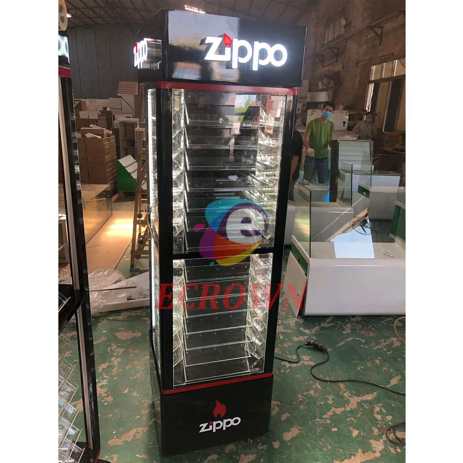 Zippo Lighter Shop Stainless Steel Metal Lighter Display Cases High-end Glass Showcase Customization zippoufacturers