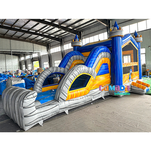 บ้านผู้ใหญ่แบบเป่าลมกระเด้งสไลด์เด้งคอมโบกระโดดพีวีซีพร้อมการออกแบบหินอ่อนเพื่อการตีกลับเพื่อความบันเทิง - Product Image 1