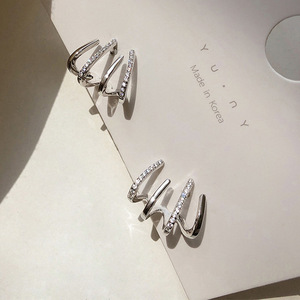 Korean <b>Stud</b> <b>Earrings</b> Women's Vintage Geometric CZ Alloy Gold Plated Four-Prong Setting Fashion Jewelry Anniversary Gift - Product Image 3