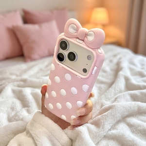 Custodia 3D con Fiocco a Pois <span class=keywords><strong>per</strong></span> iPhone 17 16 15 14 13 Pro Max, in Silicone Morbido Estetico, con Nastro Kawaii, Idea Regalo <span class=keywords><strong>per</strong></span> Ragazze e Donne - Product Image 6