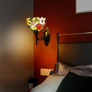 Lampada da Parete Vintage Tiffany con Girasole in Vetro Colorato Applique da Camera da Letto a <span class=keywords><strong>LED</strong></span> Solare per Illuminazione Interna Soggiorno di Casa - Product Image 5