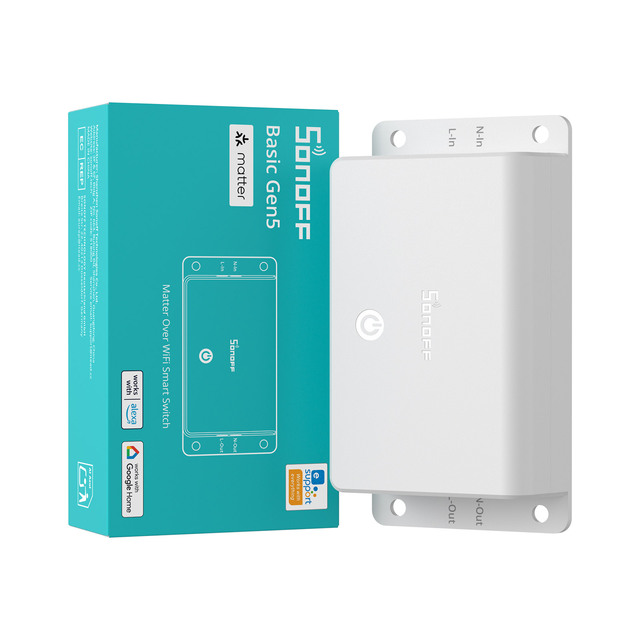 SONOFF Basic Gen5 Matter Over WiFi Smart Switch BASIC-1GS Matter Protocol Large Touch Surface Reliable Work With Apple Ecosystem