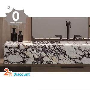 Muebles de Baño, Lavabos de Mármol Natural Calacatta Viola Pulido, Montados en la Pared, para Decoración de Interiores Modernos - Product Image 3