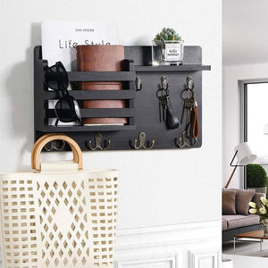 Portachiavi <span class=keywords><strong>e</strong></span> <span class=keywords><strong>Portalettere</strong></span> da Parete in Legno, Organizzatore per Posta <span class=keywords><strong>e</strong></span> Chiavi con Ganci Appendiabiti - Product Image 6