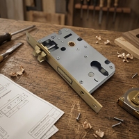 En gros, Corps de serrure à mortaiser en laiton et fer haute sécurité 5850, anti-insertion, silencieux, avec loquet en laiton, pour ensemble de serrure de porte en bois