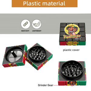 HoneyPuff 4x4 Rubik Cube Grinder, broyeur à tabac portable en plastique avec couvercle et engrenages - Product Image 5