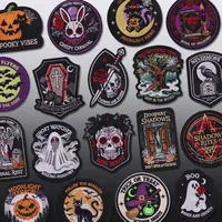 Patchs brodés d'Halloween, motifs fantômes, thermocollants pour vêtements, badges décoratifs, vente en gros