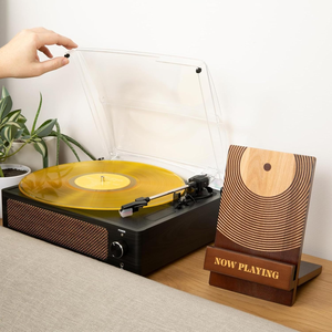 Support de stockage de CD en bois Support de <span class=keywords><strong>disque</strong></span> en bois élégant Conception durable et simple pour un support de stockage et un support d'affichage d'enregistrement élégant - Product Image 4