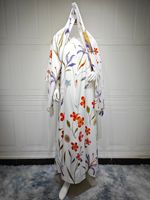 Ensemble Abaya ouverte à imprimé floral tendance avec foulard, nouvelle collection de robes élégantes islamiques du Moyen-Orient de Dubaï pour femmes 2026