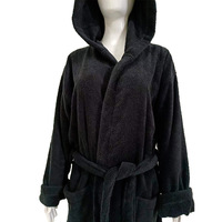 Albornoz con Capucha Negro de Invierno Personalizado, de Algodón Puro, Grueso, de Secado Rápido y Absorbente, Unisex, para Uso en Hoteles