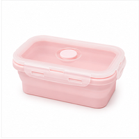 Boîte à lunch compacte pliable en silicone de 350 ml, compartiment unique, compatible micro-ondes, couvercle verrouillable, récipient de stockage alimentaire pour la préparation des repas