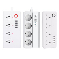 Prise intelligente Tuya Zigbee avec télécommande, économie d'énergie, multiprise EU/US/UK, 4 prises, 2 USB, charge rapide, compatible Alexa/Google Home