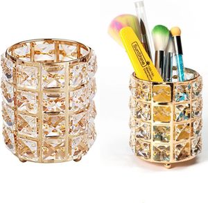 <b>Crystal</b> French Style Solid Square Travel Case Double Sided Cosmetic <b>Pen</b> Brush and Nail Pot Container - Product Image 3