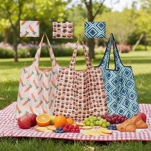 Sac fourre-tout pliable <span class=keywords><strong>en</strong></span> polyester écologique de taille moyenne, réutilisable, avec bandoulière, logo personnalisé et motif lettres, idéal pour les cadeaux - Product Image 2