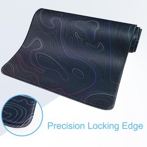 Tapis de souris de jeu <span class=keywords><strong>XXL</strong></span> personnalisé violet topographique avec repose-poignet, base en caoutchouc antidérapante, bord cousu, imperméable et résistant aux rayures - Product Image 4
