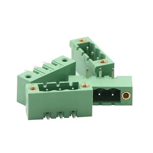 Conector do bloco de terminais de parafuso plugável de mola 5.08mm 7.62mm verde 4 pinos inserção de assento plug-in