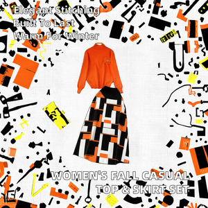 ชุดลำลองฤดูหนาวสำหรับผู้หญิง เสื้อและกระโปรงเอวสูงปักลายตัวอักษร ชุดเสื้อผ้าสไตล์อเมริกัน ขายส่ง - Product Image 2