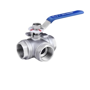 Válvula de bola fija manual de 3 vías de acero inoxidable 304 con rosca hembra, tipo T/L engrosada, rosca interna Q14F/Q15F-16P - Product Image 1
