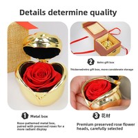 Boîte à bijoux en fer forgé avec rose éternelle faite à la main - Cadeau de la Saint-Valentin créatif, vente en gros transfrontalière Chine