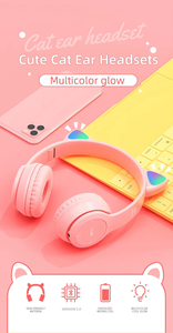 Casque Stéréo de Jeu Portable Sans Fil à Bandeau, Modèle P47M à Oreilles de <span class=keywords><strong>Chat</strong></span>, Casque Écouteur Avec Lumière Flash - Product Image 4