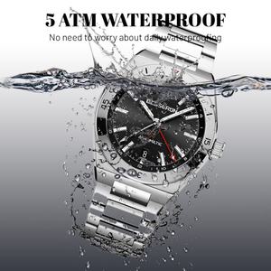 Nouvelle montre de sport pour homme en acier inoxydable de luxe personnalisée, faible MOQ, haute qualité, étanche 5 BAR, verre quartz 42 mm, argent - Product Image 3