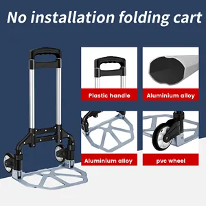 Aluminum Folding Hand Trucks Portable Luggage Cart With Wheels Lightweight Travel Hand Truck/Heavy Duty Moving Dolly
