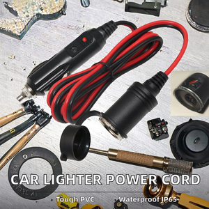 汽车点烟器电源线开关 12V 摩托车汽车 2 针连接线 IP65 防水等级 1m 裸线电脑电子设备连接线 - Product Image 2